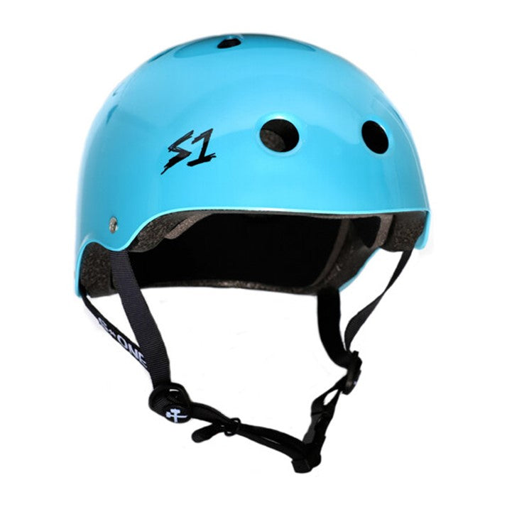 shiny blue gloss skate bike helmet 