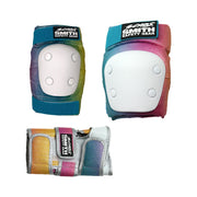 multi coloured childrens padding 3 pack, knee pads, elbow pads and wrist guards 