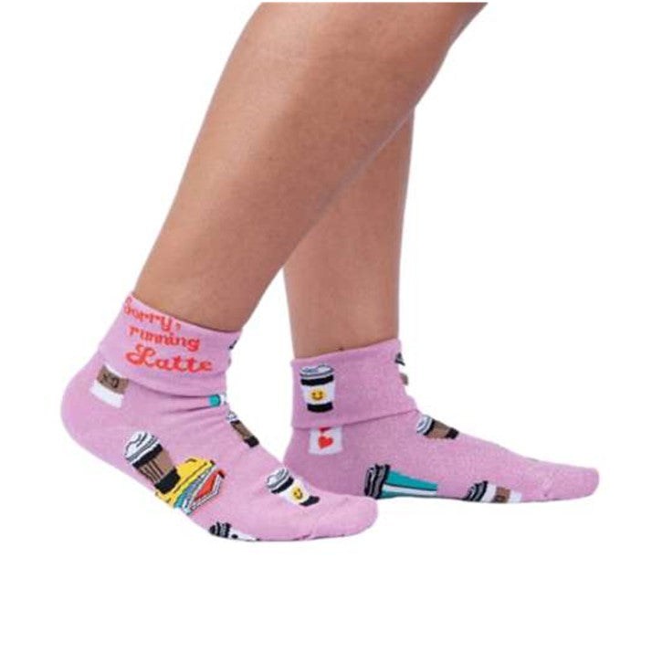 Sock It To Me Sorry, Running Latte Women's Crew Socks - Lucky Skates