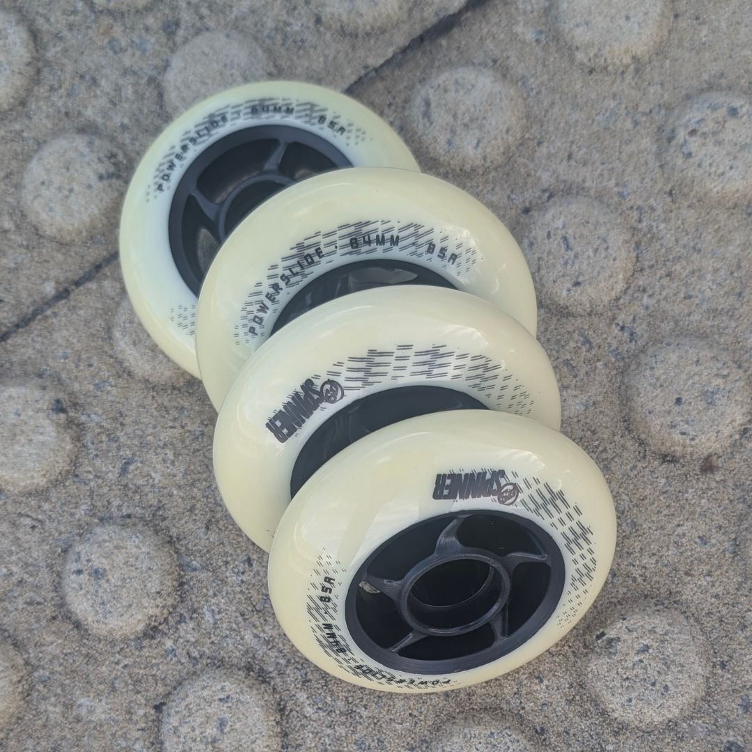 Powerslide Spinner Inline Wheel 84mm 85A White - Lucky Skates