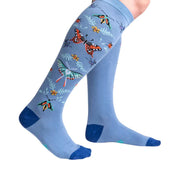 Sock It To Me Butterfly in the Sky Knee High Socks Blue - Lucky Skates 