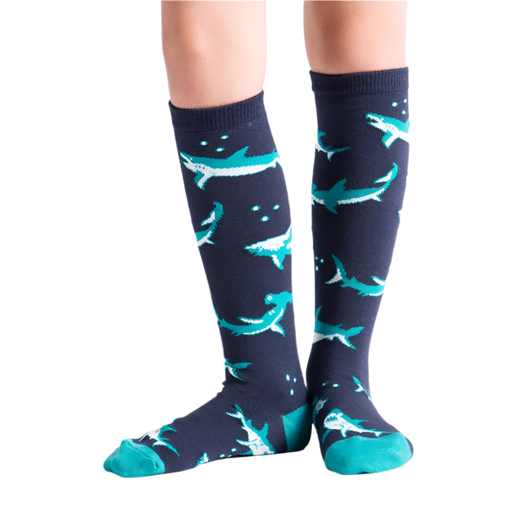 Sock it to Me Sharks Junior Knee High Socks - Lucky Skates 