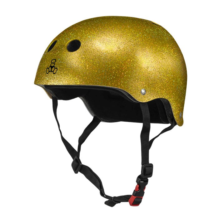 Triple 8 Certified Sweatsaver Skate Helmet Gold Glitter - Lucky Skates