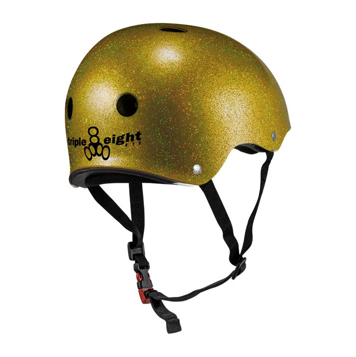 Triple 8 Certified Sweatsaver Skate Helmet Gold Glitter - Lucky Skates