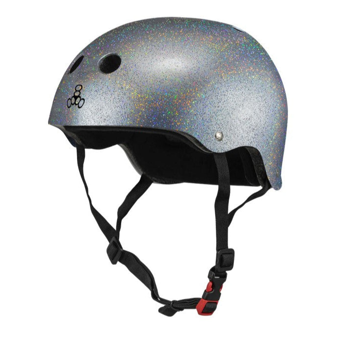 Triple 8 Certified Sweatsaver Skate Helmet Silver Glitter - Lucky Skates