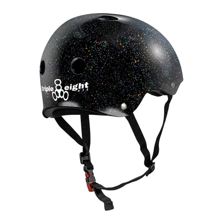 Triple 8 Certified Sweatsaver Skate Helmet Black Glitter - Lucky Skates