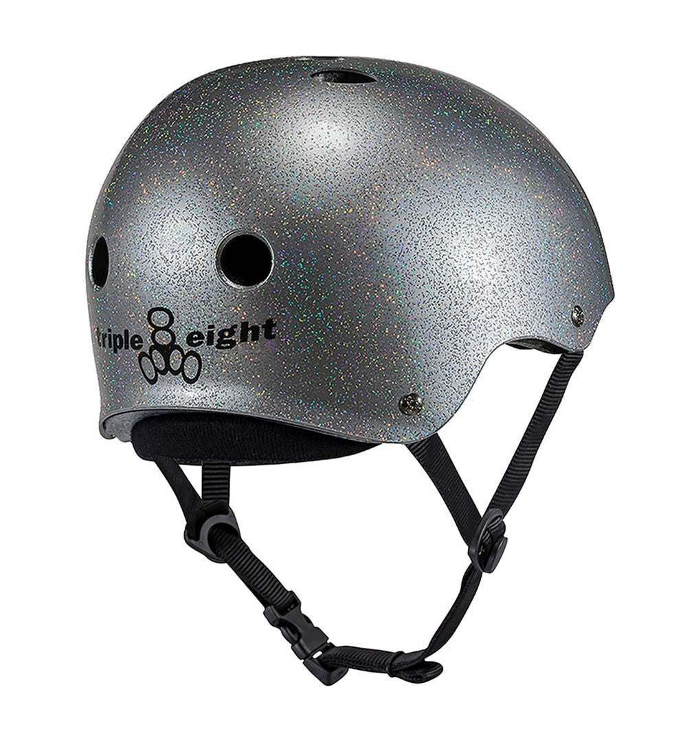 Triple 8 Deep Cover Skate Helmet Silver Glitter - Lucky Skates