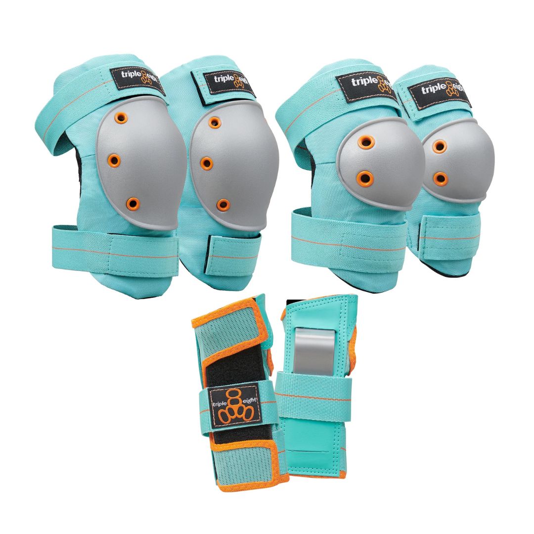 Triple 8 Saver Series Tri Pack Mint Knee Pads Elbow Pads Wrist Guards - Lucky Skates 