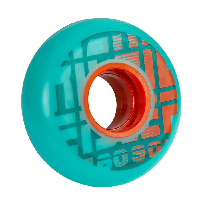 60mm teal aqua inline wheel orange hub 