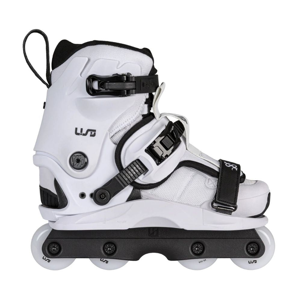 USD Shadow Team White Aggressive Inline Skates 60mm - Lucky Skates 