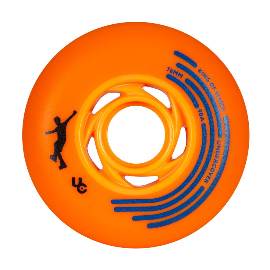 Undercover King of Slides Inline Skate Rollerblade Wheels 76mm 90A Orange - Lucky Skates 