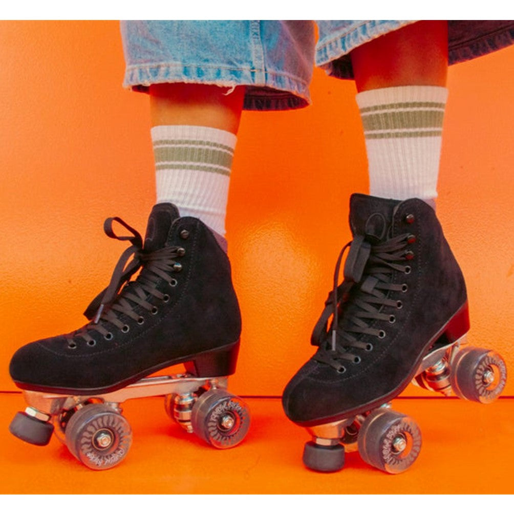 Chuffed Wanderer Black Suede Roller Skates - Pre Order