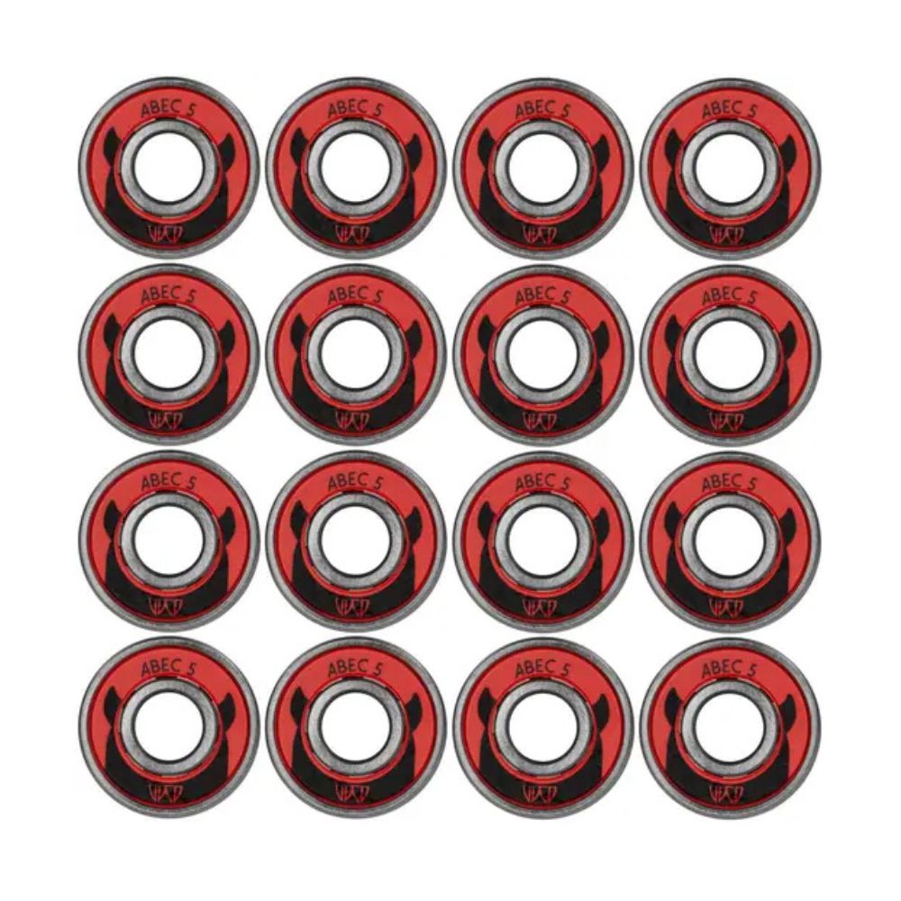 Wicked ABEC 5 Skate Bearings 8mm 16 Pack No Box Red - Lucky Skates  