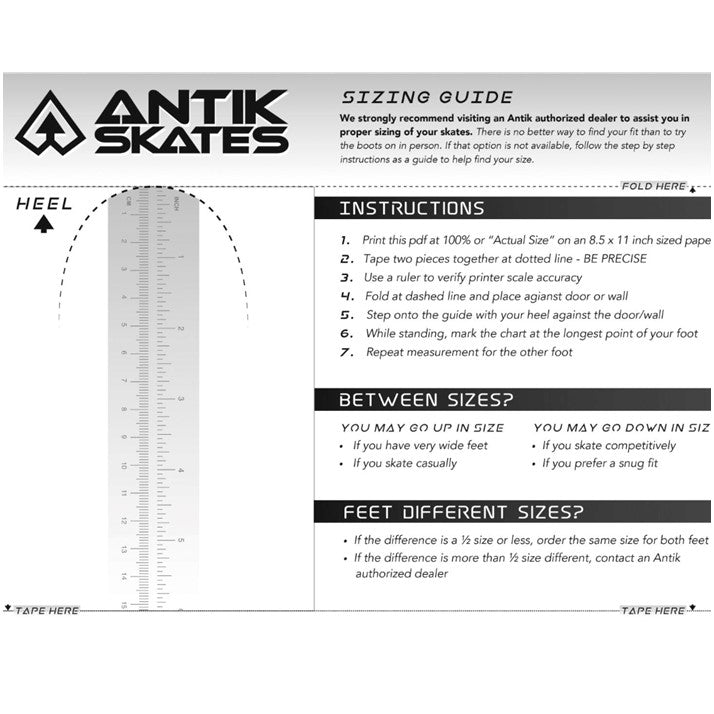 Antik Jet Carbon 24 Skate Boots Size Chart - Lucky Skates