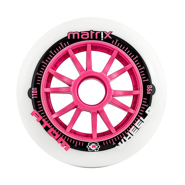 Atom Matrix Inline Skate Speed Skating Wheel 110mm 86a White Pink - Lucky Skates 