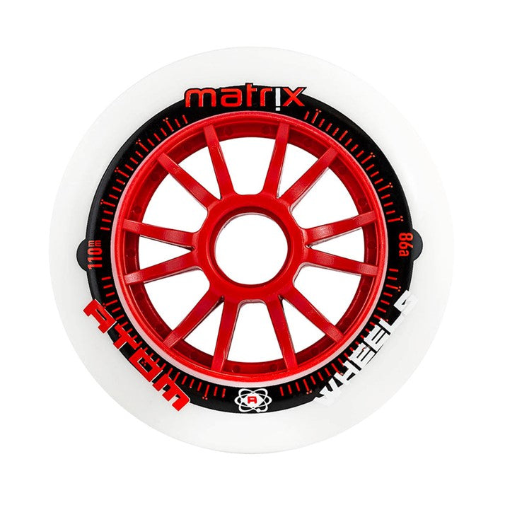 Atom Matrix Inline Skate Speed Skating Wheel 110mm 85a White Red - Lucky Skates 