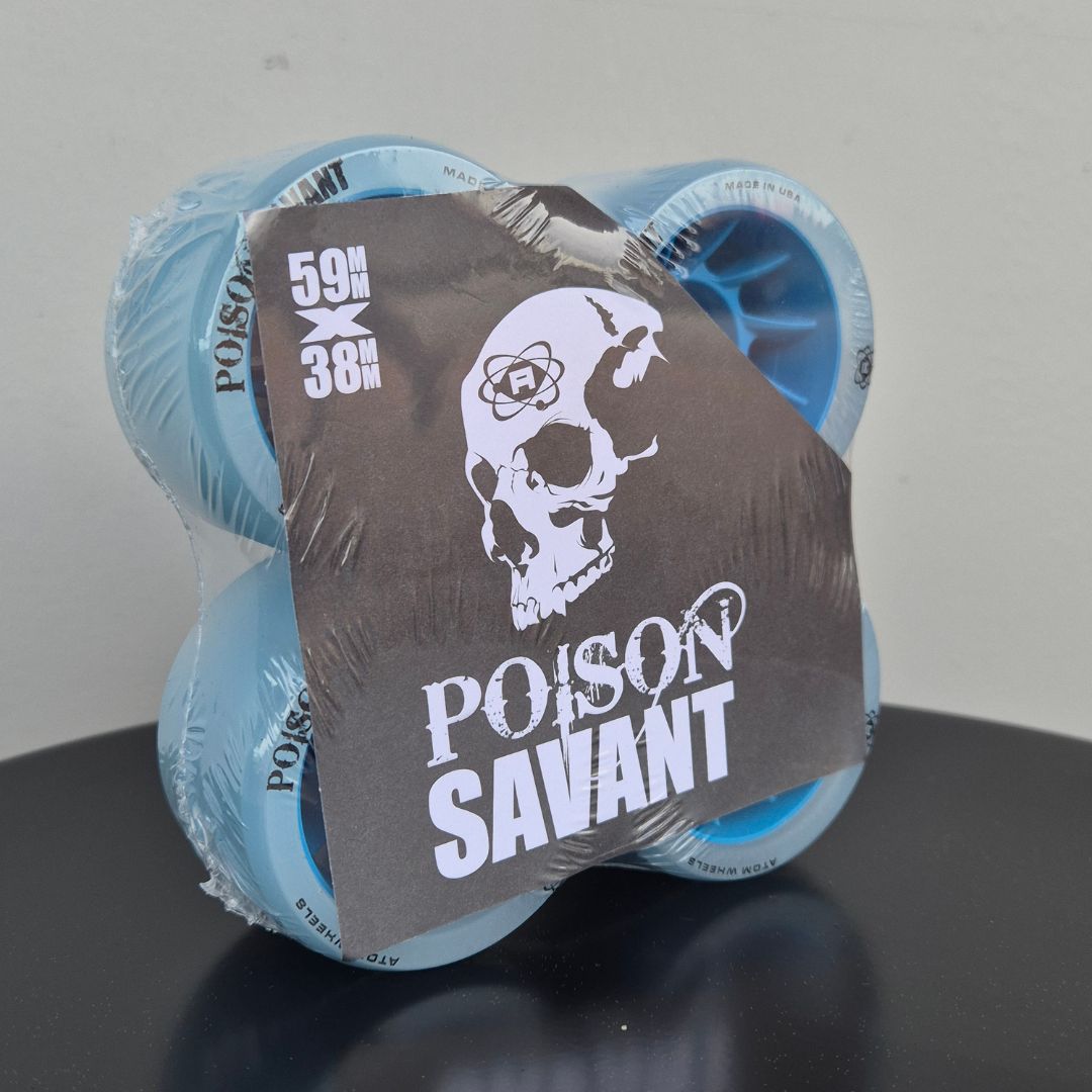 Atom Savant Poison Hybrid Roller Skate Wheels 4 Pack 84a 59mm Blue - Lucky Skates