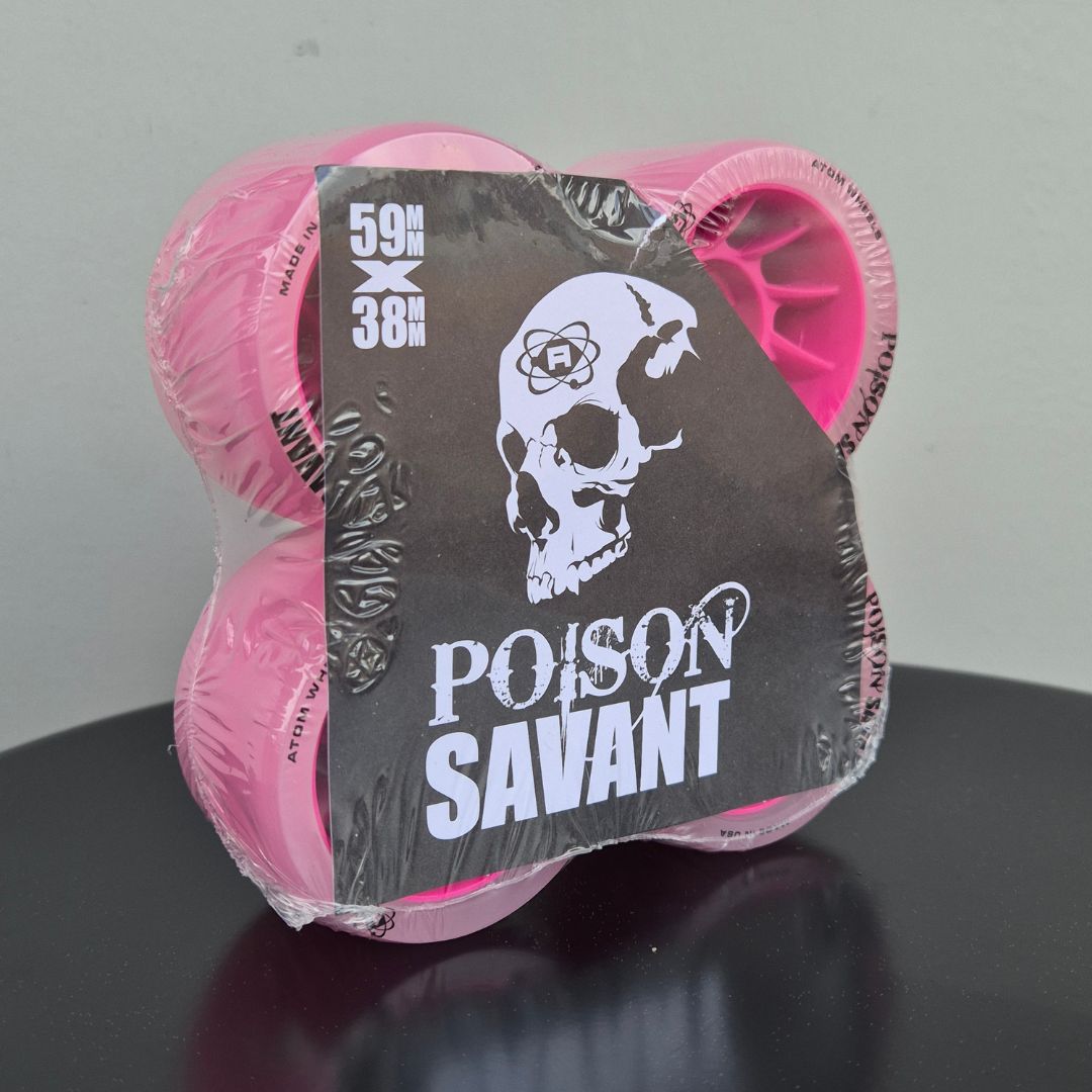 Atom Savant Poison Hybrid Roller Skate Wheels 4 Pack 84a 59mm Pink - Lucky Skates