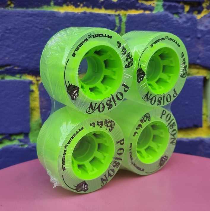 Atom Poison Hybrid Roller Skate Wheels Green 84A 62mm 4 pack - Lucky Skates 