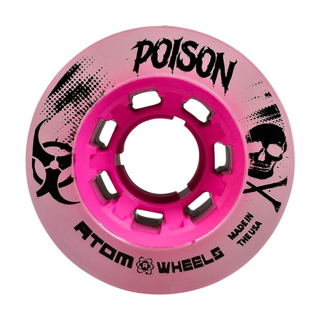 Atom Poison Hybrid Roller Skate Wheels Outdoor Indoor Wheels Pink 84a 62mm - Lucky Skates