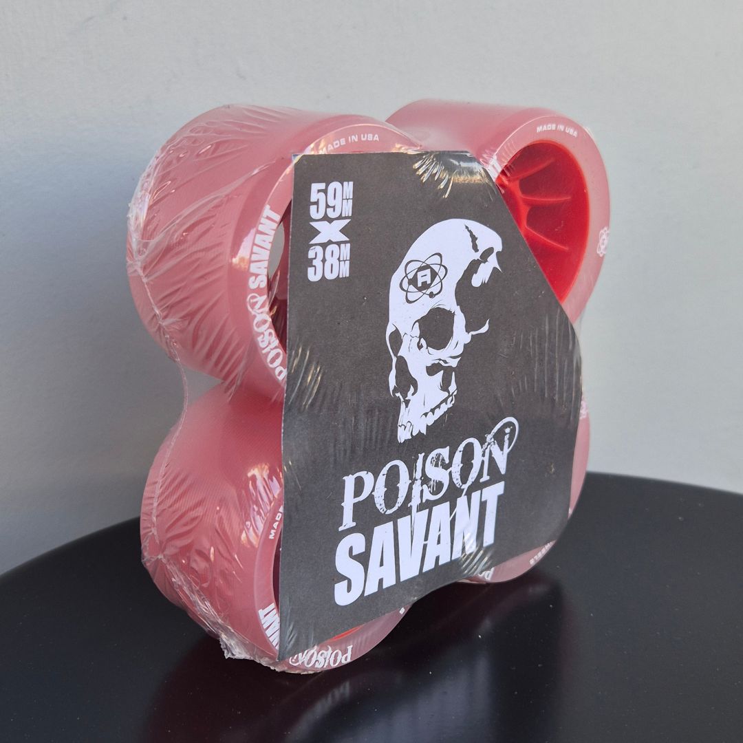 Atom Savant Poison Hybrid Roller Skate Wheels 4 Pack 84a 59mm Red - Lucky Skates