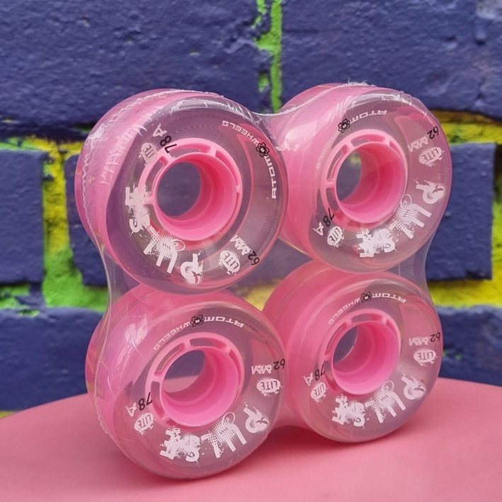 Atom Pulse Lite Outdoor Roller Skate Wheels 4 Pack 78a 62mm Light Baby Pink - Lucky Skates
