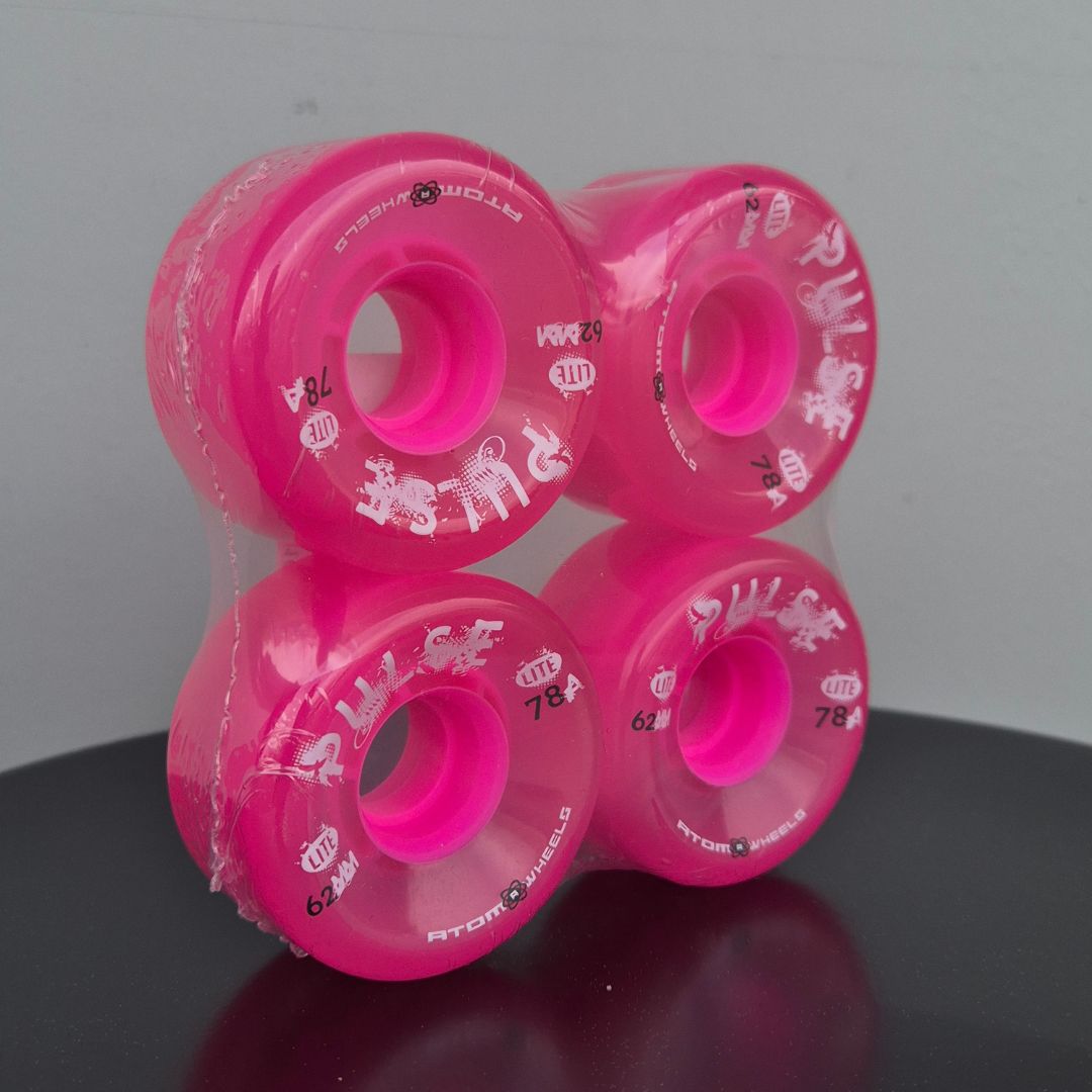 Atom Pulse Lite Outdoor Roller Skate Wheels 62mm 78a Clear Pink - Lucky Skates  