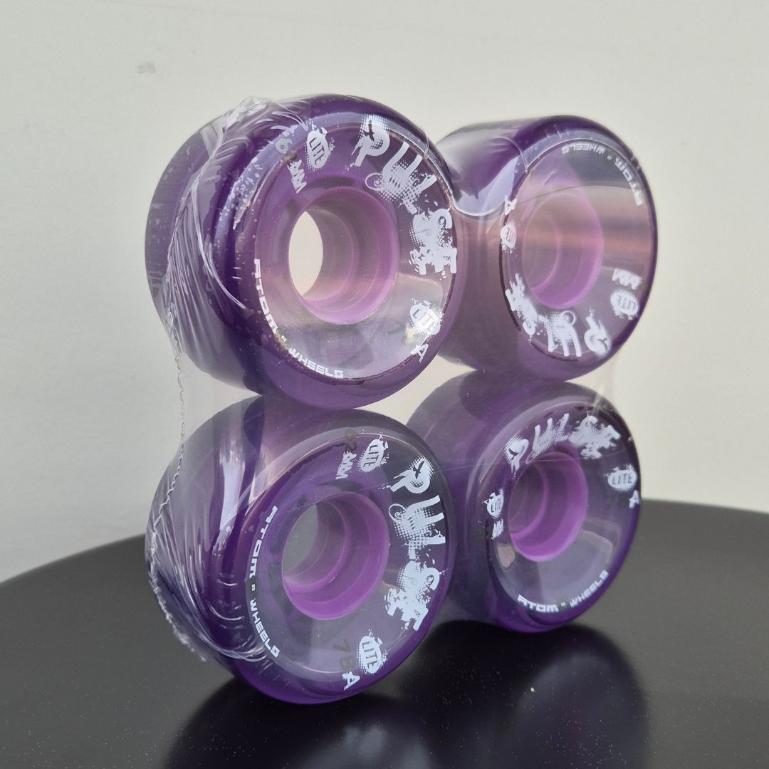 Atom Pulse Lite Outdoor Roller Skate Wheels 62mm 78a Clear Purple - Lucky Skates  