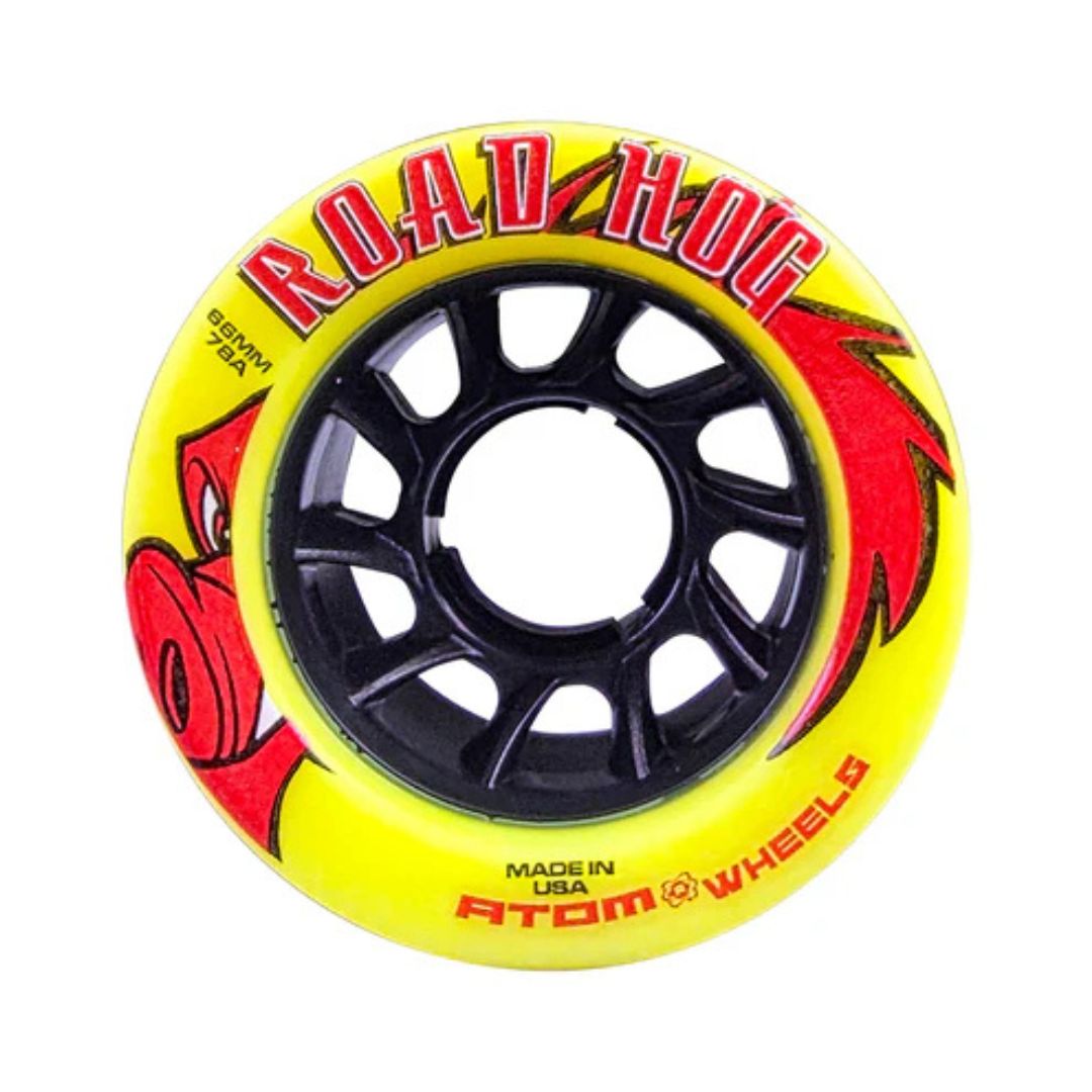 Atom Road Hog 78a 66mm Yellow Outdoor Roller Skate Wheels - Lucky Skates 