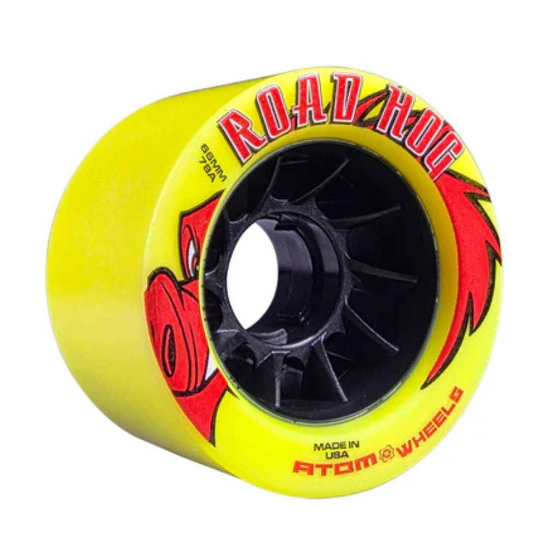 Atom Road Hog 78a 66mm Yellow Outdoor Roller Skate Wheels - Lucky Skates 