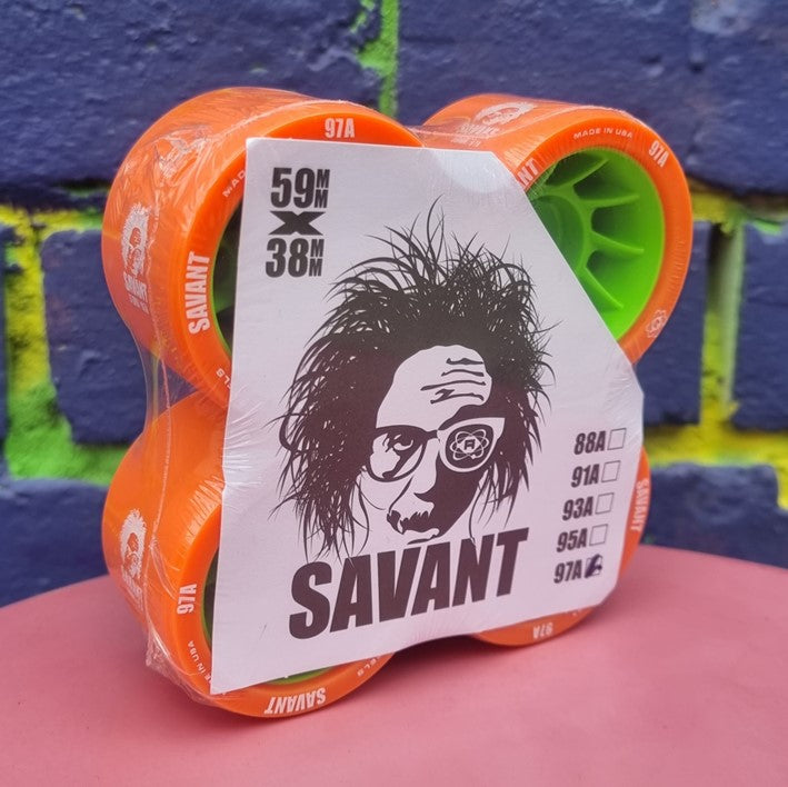 Atom Savant Indoor Roller Skate Wheels Orange/Green 59mm 97A - 4 Pack - Lucky Skates