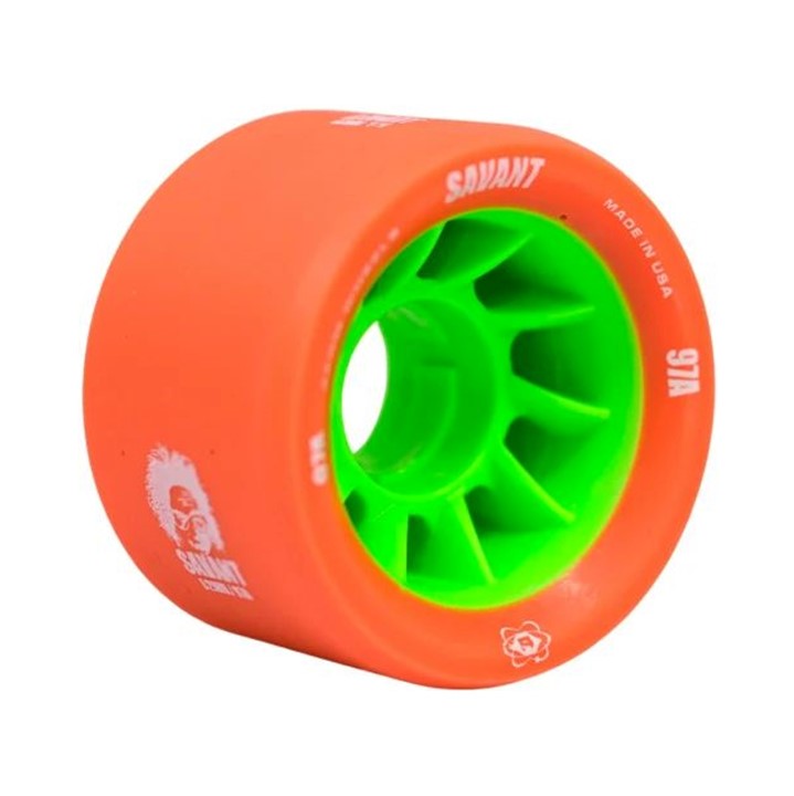 Atom Savant Indoor Roller Skate Wheels Orange/Green - 4 Pack - Lucky Skates