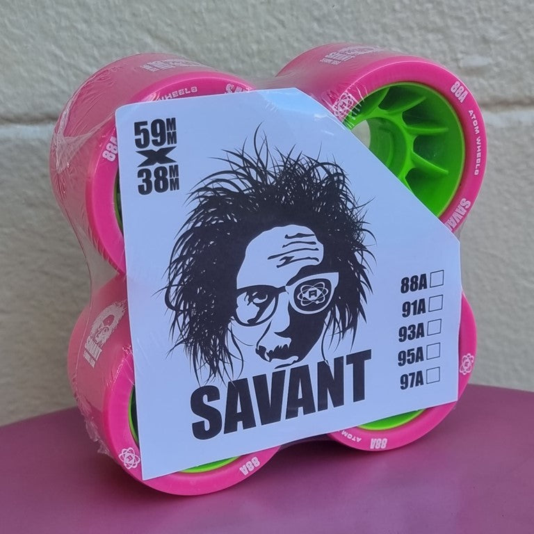 Atom Savant Pink/Green Indoor Roller Skate Wheels 59mm 88A 4 Pack - Lucky Skates