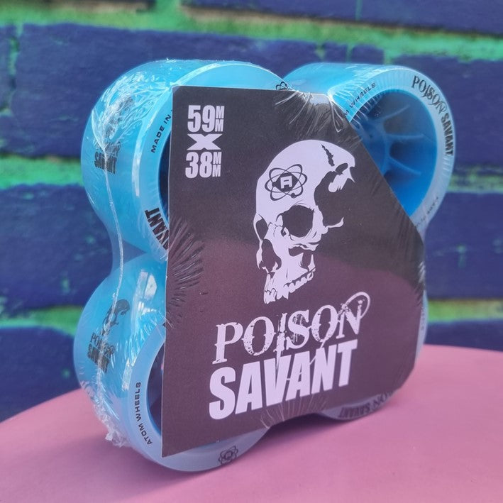 Atom Savant Poison Hybrid Roller Skate Wheels Blue 4 Pack - Lucky Skates