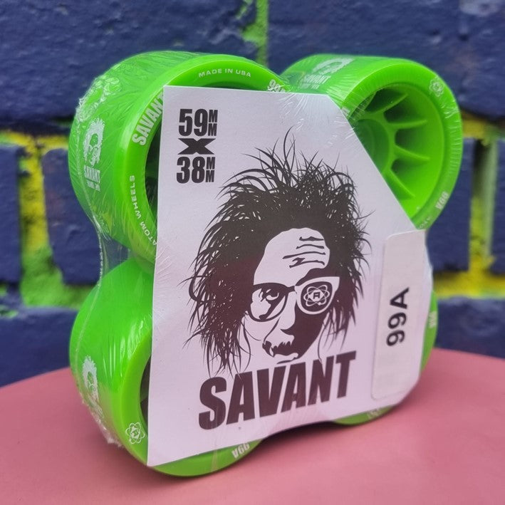 Atom Savant Indoor Roller Skate Wheels  Green 59mm 99A 4 Pack - Lucky Skates