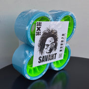 Atom Savant Blue Green Indoor Roller Skate Wheels 91a 59mm x 38mm 4 Pack - Lucky Skates