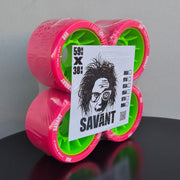 Atom Savant Pink Green Indoor Roller Skate Wheels 88a 59mm x 38mm 4 Pack - Lucky Skates