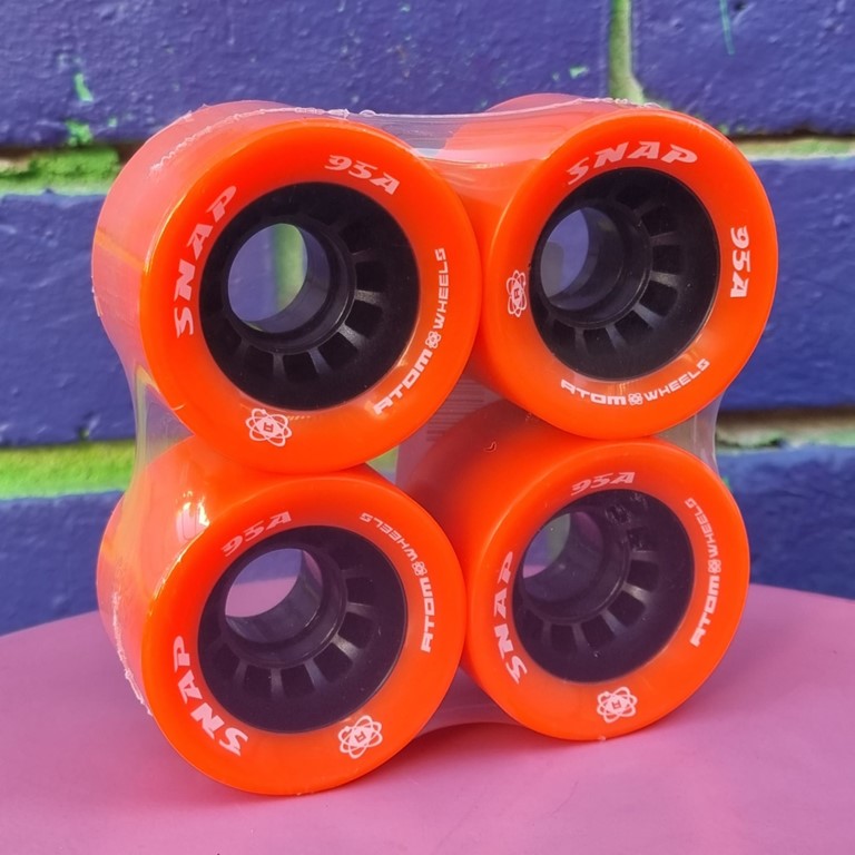 Atom Snap Indoor Roller Skate Wheels Orange 95A 60mm 4 Pack - Lucky Skates