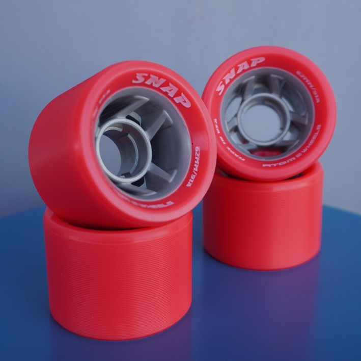 Atom Snap Indoor Roller Skate Wheels Pink 62mm 91A - 4 Pack - Lucky Skates