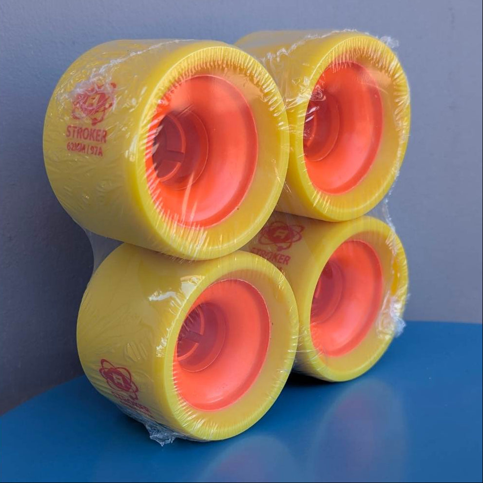 Atom Stroker Speed Roller Skate Wheels 62mm 97A Yellow/Orange - 4 Pack - Lucky Skates