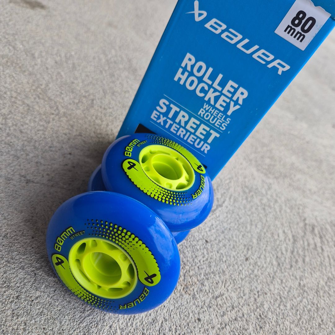 HiLo Street Inline Outdoor Wheels  80mm 82A Blue Lime Green 4 Pack - Lucky Skates 