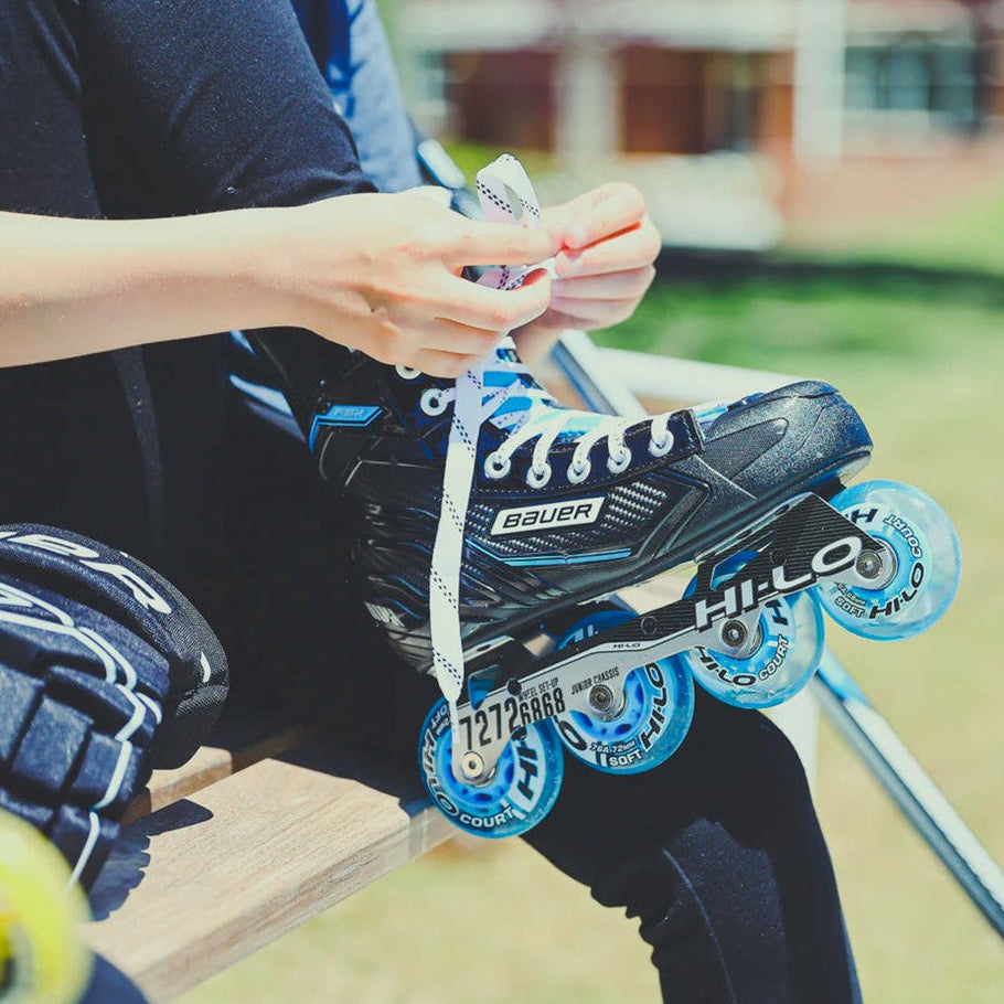 Bauer RSX Inline Roller Hockey Senior Skates Black Blue - Lucky Skates