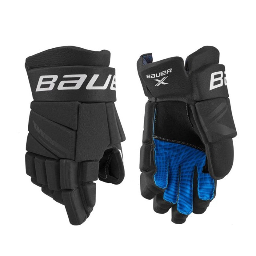 Bauer Ice Hockey Roller Hockey Gloves Black Blue - Lucky Skates 