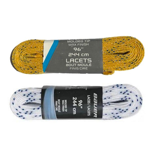Bauer Waxed Hockey Laces 96" (243cm) Yellow White - Lucky Skates