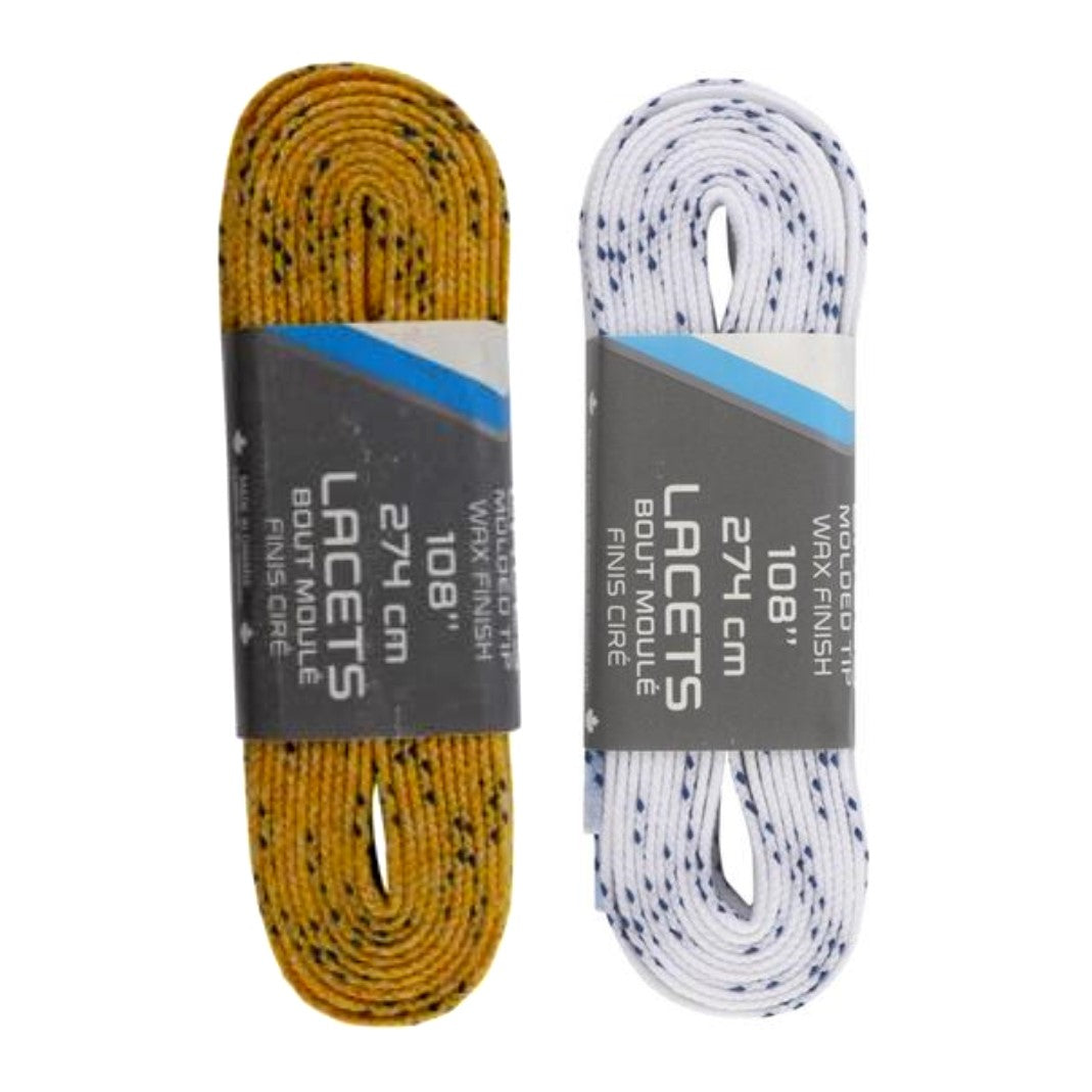 Bauer Waxed Roller Hockey Ice Hockey Laces 108" (274cm) Yellow White - Lucky Skates