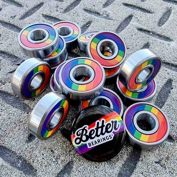 Better Bearings Flash Lightning Ceramic Skate Bearings Pride Rainbow Pack 8mm (16) - Lucky Skates