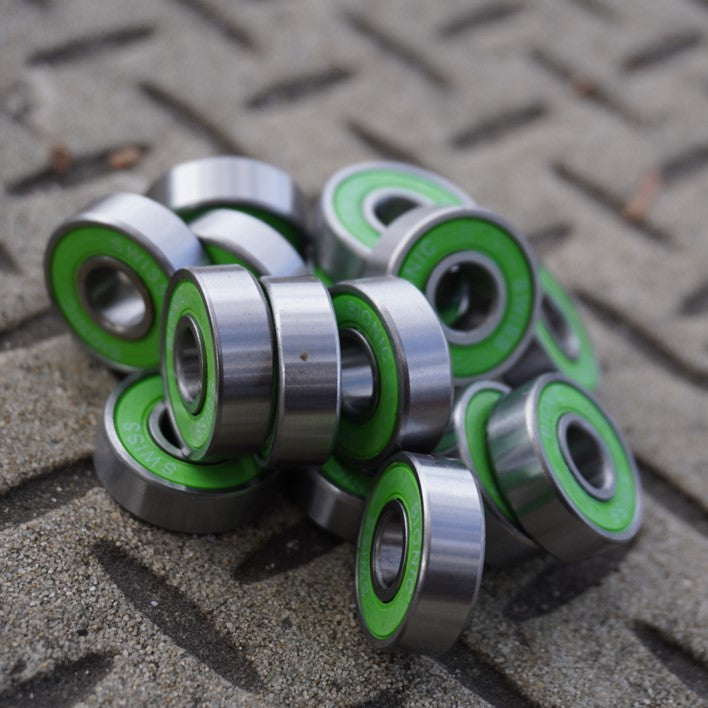 Bionic ABEC 7 Skate Bearings Green (16 Pack) - Lucky Skates