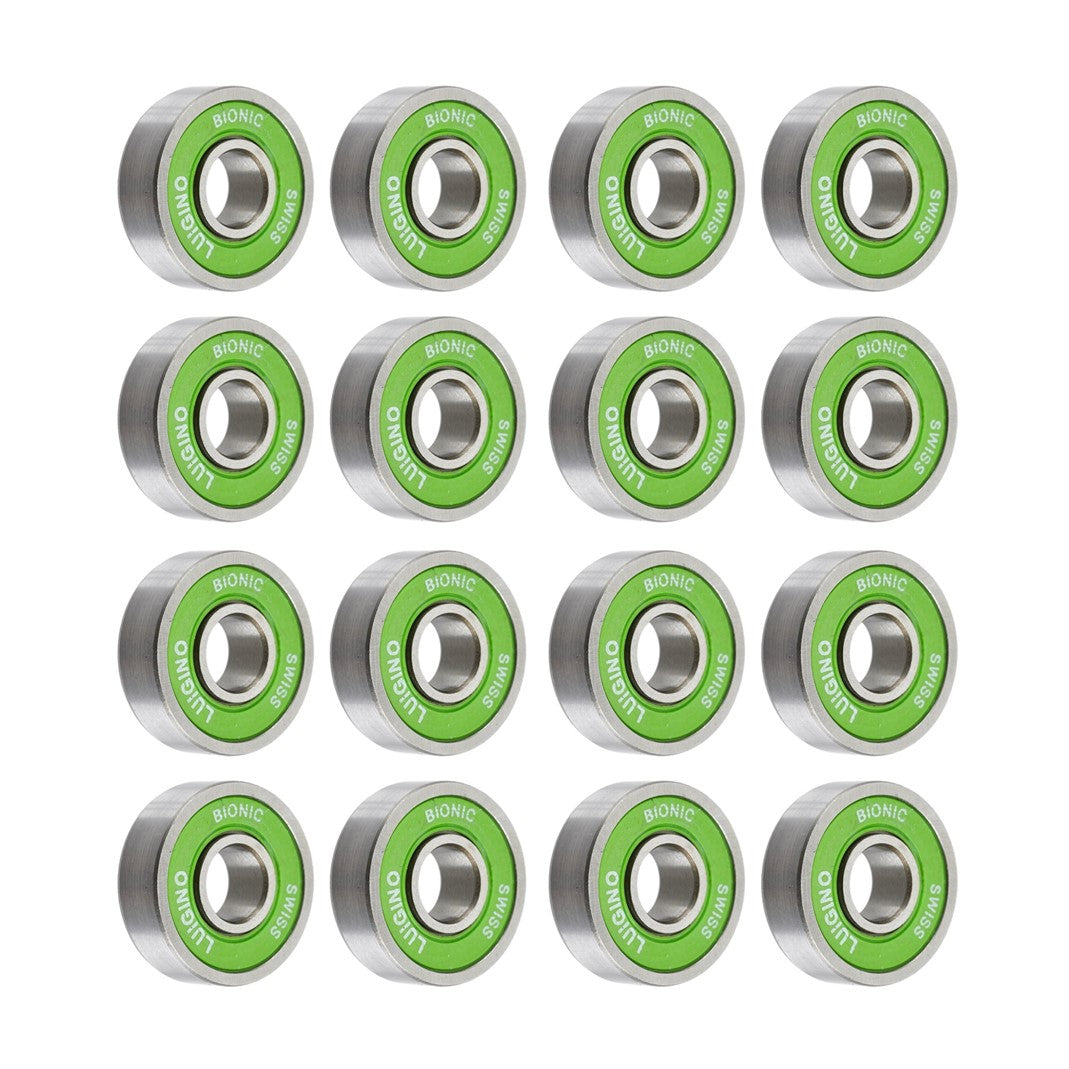 Bionic Swiss Skate Bearings Green (16 Pack) - Lucky Skates