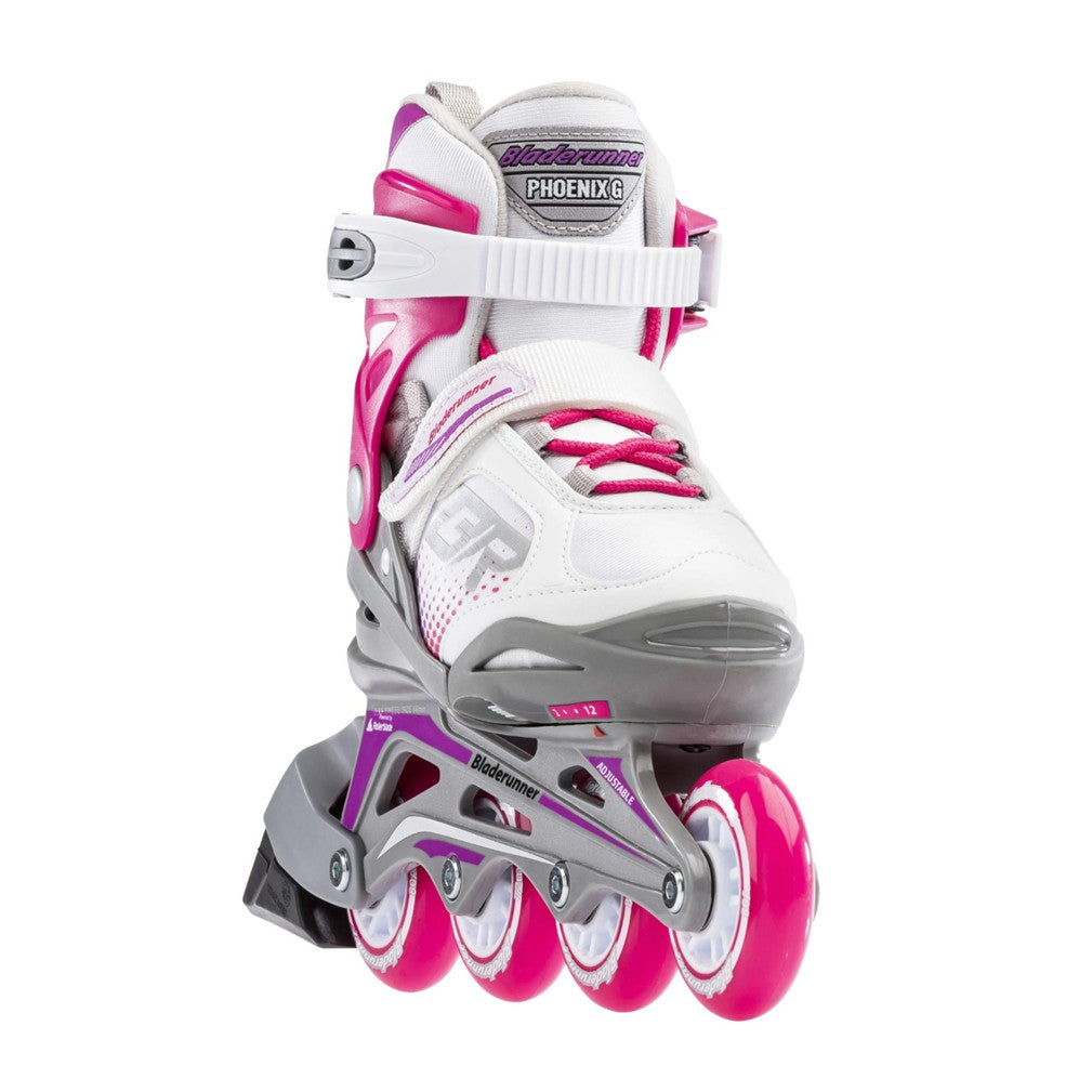 Bladerunner Phoenix Kids Adjustable White/Fuchsia/Purple Inline Skates - Lucky Skates 