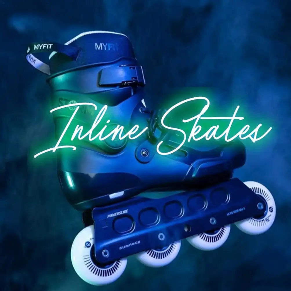 Blue inline skate.